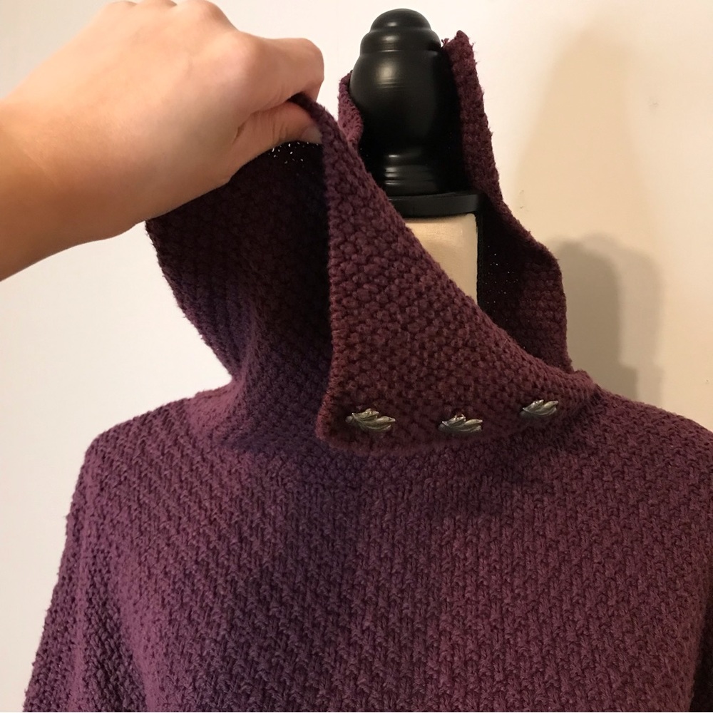{SOLD} Gorgeous Coldwater Creek Cowl Neck Turtleneck Knit Sweater Leaves Buttons - Picture 9 of 15